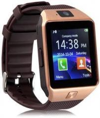 Animate DZ09 25 Bluetooth with Built in Sim card and memory card slot Compatible with All Android Mobiles Brown Smartwatch