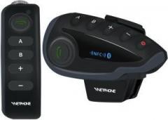 Vnetphone V8 Bluetooth Intercom Motorcycle Helmet Headset with Remote Control Handle FM Radio Among for 5 Riders Full Duplex 1200M Communication Smart Headphones