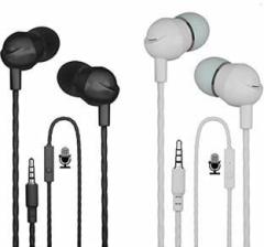 Whistle9 Pack of 2 Wired Earphone with Mic with Deep Bass & 3.5mm Jack For PUBG Users Ergonomically designed, flexible, lightweight Smart Headphones