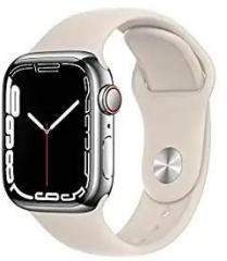 Apple Watch Series 7 Silver Stainless Steel Case with Starlight Sport Band Regular