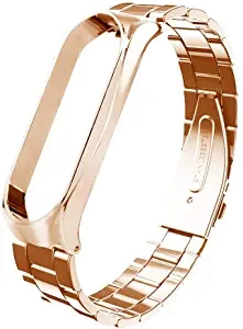 CHI AK Compatible for Xiaomi Mi Band 4 Watch Band Fashion Stainless Steel Luxury Wrist Strap Metal Wristband