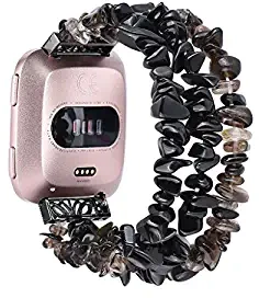 CHI AK Compatible with Fitbit Versa Strap Fashion Unique Raw Gemstone Crystal Metal Watch Band Wrist Strap 1pc