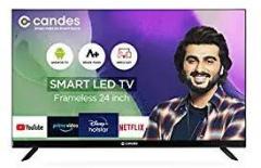Candes 24 inch (60 cm) Frameless Series Based (CTPL24EF512S) with Inbuilt Rich & Surround 20W Box Loud Speakers (Black) 2022 Model Smart Android HD Ready LED TV