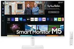 Samsung 27 inch (68.58 cm) M5 FHD Monitor, Speakers, Remote, 1 Billion Color, apps, Plus, Office 365, Apple Airplay, Dex, Bluetooth (LS27BM501EWXXL, White) Smart Smart TV