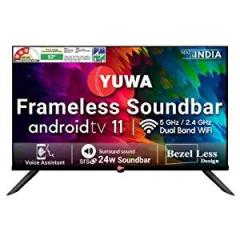 Yuwa 32 inch (80 cm) Gold Edition Frameless 11 Y 0004 (Black) (2023 Model) | with 24W in Built Soundbar Smart Android IPS HD Ready LED TV