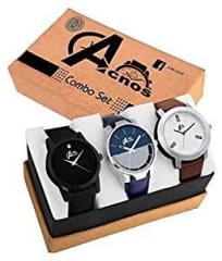Acnos Analogue Men's Watch Multicolored Dial Multicolored Colored Strap Pack of 3