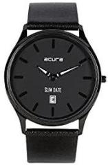Acura Analog Slim Watch for Men & Women. Cool, Classy, Trendy, Funky, Stylish Unisex Watches. Round Black dial Black Strap
