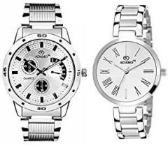 ADAMO Designer Analog Couple Combo Wrist Watch 109 2480SM01