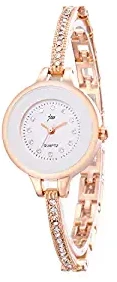 Analogue Women's Watch White Dial Rose Gold Colored Strap