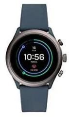 Amazon Renewed Renewed Fossil Sport 43mm, Smokey blue unisex Metal and Silicone Touchscreen Smartwatch with AMOLED screen, Heart Rate, GPS, NFC, Music storage and Smartphone Notifications FTW4021