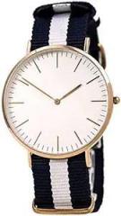 Analogue Men's and Women's Unisex Watch White Dial White Blue Colored Strap