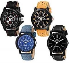 BEARDO Analogue Men's & Boy's Watch Multicolored Dial Assorted Colored Strap Pack of 4