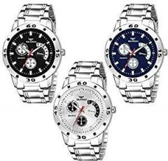 BEARDO Analogue Men's Watch Multicolored Dial Silver Colored Strap Pack of 3