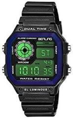 Benling Digital Unisex Watch Black Dial, Green Colored Strap