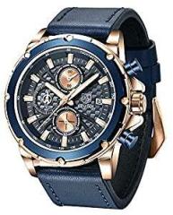 BENYAR Wrist Watches for Men Leather Strap Analog Chronograph Fashion Business Sport Design Mens Watch 30M Waterproof Stylish Elegant Gifts for Men