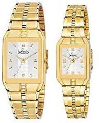 BEZELO Analog Unisex Adult Watch Silver Dial, Gold Colored Strap