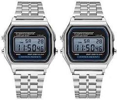 Brand 2 Combo Digital 4 Colours Vintage Square Dial Unisex Water Resist Watch for Men Women Pack of 2 WR70