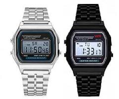 Brand 2 Combo Digital 4 Colours Vintage Square Dial Unisex Water Resist Watch for Men Women Pack of 2