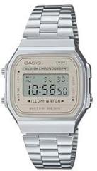 Casio Unisex Stainless Steel Vintage Digital Brown Dial A168Wa 8Aydf D332, Band Color Silver