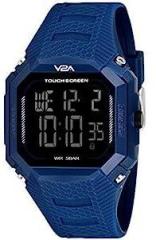 Creative Touch Controls Digital 5ATM Waterproof Unisex Sports Watch Black Dial and Blue Strap