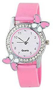 DAINTY Pink Stylish Diamond Studded Butterfly Watch for Girls