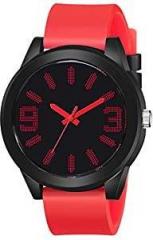 DAMIT Casual Analog Black Dial Pink Rubber Strap Watch for Unisex MT103