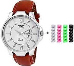Day & Date Feature Analog Multi Color Dial Men's Watch with Freebie USB Spiral Charger Cable Protector