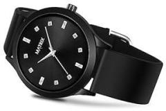 Dope Stone Studded Black Dial with Softest Silicone Strap Analog Watch for Men's & Boys
