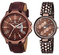 EDDY HAGER Analogue Unisex Adult Watch Brown Dial, Brown Colored Strap Pack of 2