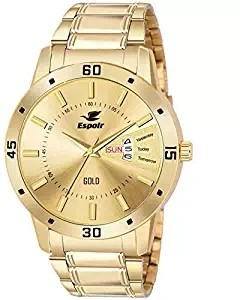 Espoir Analogue Gold Plated 18K Day and Date Golden Dial Men's Watch Latest Gold 0507