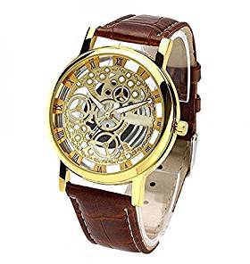 Faas Analogue Transparent Dial Unisex Watch Brown Leather Belt