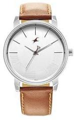 Fastrack Men Leather Silver Dial Analog Watch Nr3291Sl02, Band Color Brown