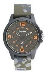 Fastrack Men Silicone Analog Watch Nr38048Pp01, Band Color Green, Dial Color Black