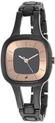 Fastrack Rose Gold Dial Black Band Analog Stainless Steel Watch For Women NR6147NM01