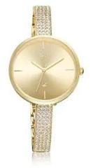 Fastrack Vyb Quartz Analog Gold Dial Stainless Steel Strap Watch for Women FV60009YM01W