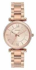 Fossil Analog Rose Gold Dial and Band Women's Stainless Steel Watch ES4301