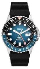 Fossil Blue GMT Black Quartz Silicone Watch FS6049