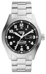 Fossil Defender Analog Black Dial Silver Band Men's Stainless Steel Watch FS5976