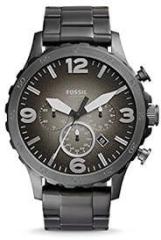 Fossil Nate Chronograph Grey Dial and Band Men's Stainless Steel Watch JR1437