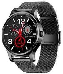 GIORDANO GIORDANO Black Unisex Smart Watch with Bluetooth Voice Calling, 1.28 Display, Heart & SpO2 Monitoring, Multi Sports Modes, Sleep Monitor & IP67 Water Resistance with in Built Microphone and Speaker