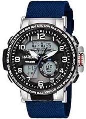 Harbor Blue Nylon Multi Functional Sports Anlog Digital Watch for Men