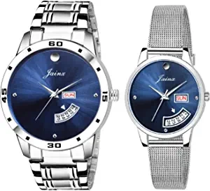 JAINX Analog Unisex Adult Watch Blue Dial, Silver Colored Strap