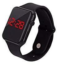 K&K Men's Black Color Unisex Silicone Digital LED Band Wrist Watch Pack of 1