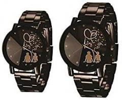 kc watch Couple Attractive Hubby Wifey King Queen Analogue Black Dial Unisex Watch Love Tree Couple