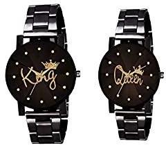 KIARVI GALLERY Analogue Men's and Women's Couple Watch Black Dial Black Colored Strap Pack of 2