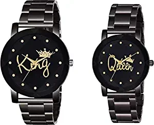 Lover Couple King Queen Crystal Combo Watch for Men and Women Couple Watch