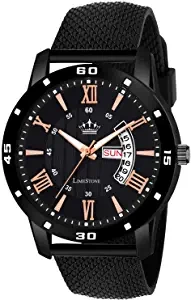 Day and Date Functioning Black Quartz Watch for Boys LS2805