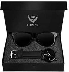 LORENZ Analogue Black Dial Men's Watch & Black Sunglasses Combo CM 103SN