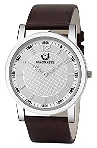 Magnatti MGT015 Men's Classy Analog Edge Series Slim Leather Strap and Slim Dial Watch Brown