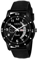Matrix Analog Black Dial & Black Silicone Strap Wrist Watch for Men & Boys